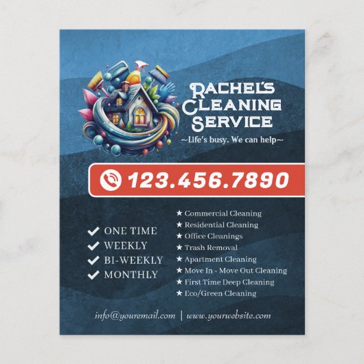 Modern House Cleaning Maid Service Housekeeping Flyer (Vorne)