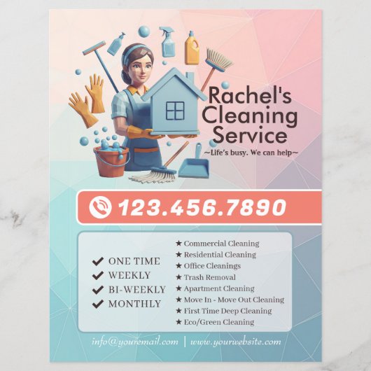 Modern House Cleaning Maid Service Housekeeping Flyer (Vorne)