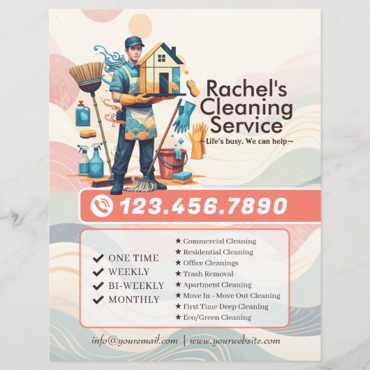 Modern House Cleaning Maid Service Housekeeping Flyer (Vorne)