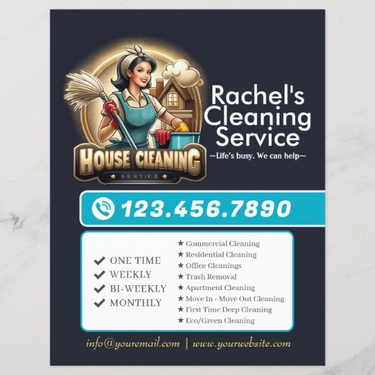Modern House Cleaning Maid Service Housekeeping Flyer (Vorne)