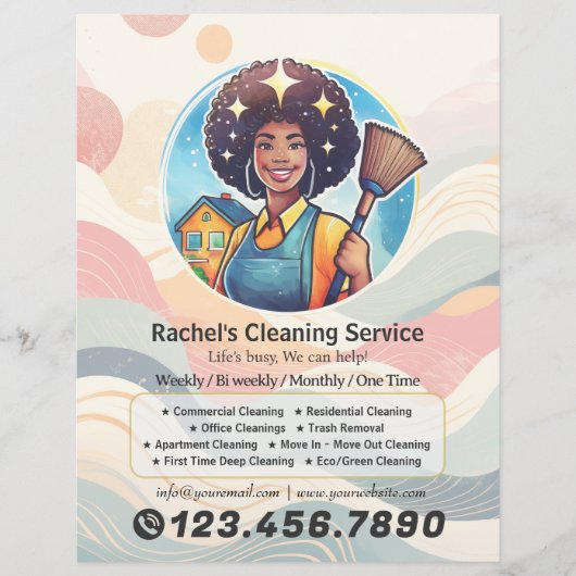 Modern House Cleaning Maid Service Housekeeping Flyer (Vorne)