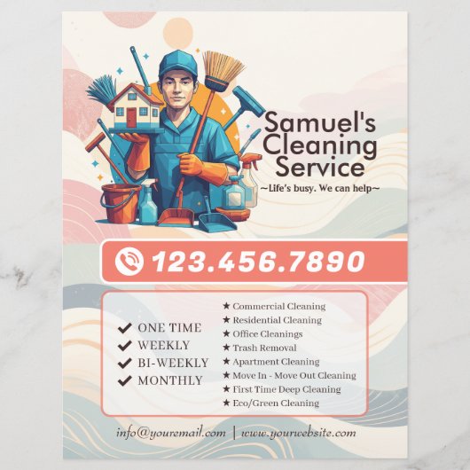 Modern House Cleaning Maid Service Housekeeping Flyer (Vorne)