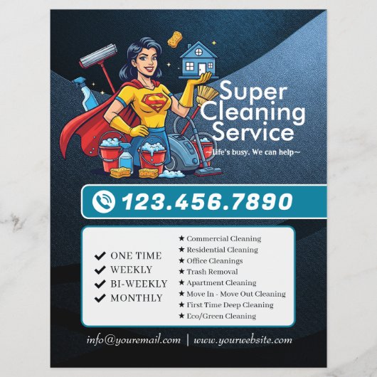 Modern House Cleaning Maid Service Housekeeping Flyer (Vorne)