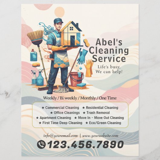 Modern House Cleaning Maid Service Housekeeping Flyer (Vorne)