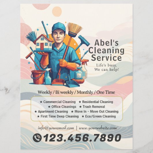 Modern House Cleaning Maid Service Housekeeping Flyer (Vorne)