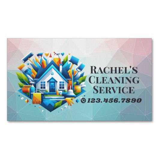 Modern House Cleaning Maid Service Housekeeping Magnetische Visitenkarte (Vorderseite)