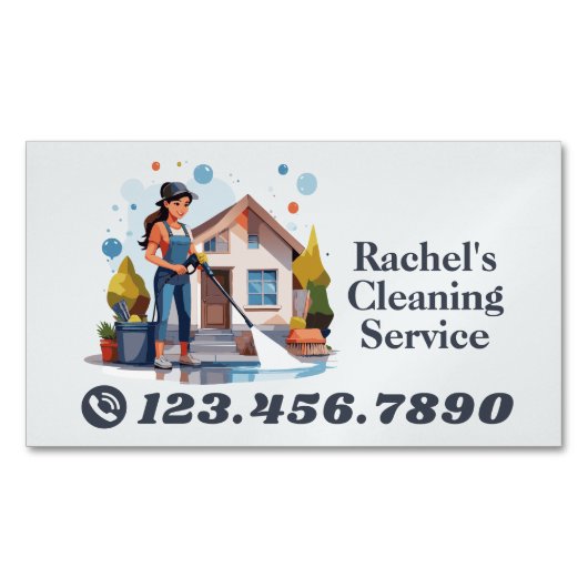 Modern House Cleaning Maid Service Housekeeping Magnetische Visitenkarte (Vorderseite)