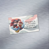 Modern House Cleaning Maid Service Housekeeping Magnetische Visitenkarte (Beispiel)