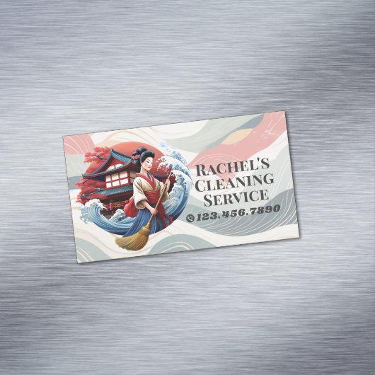 Modern House Cleaning Maid Service Housekeeping Magnetische Visitenkarte (Beispiel)