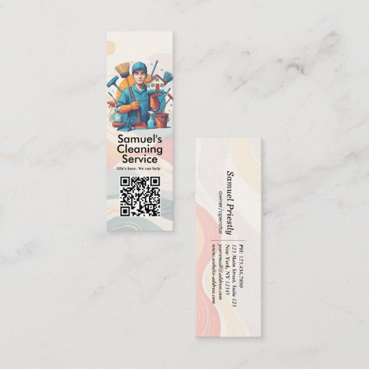 Modern House Cleaning Maid Service Housekeeping Mini Visitenkarte (Vorne/Hinten)