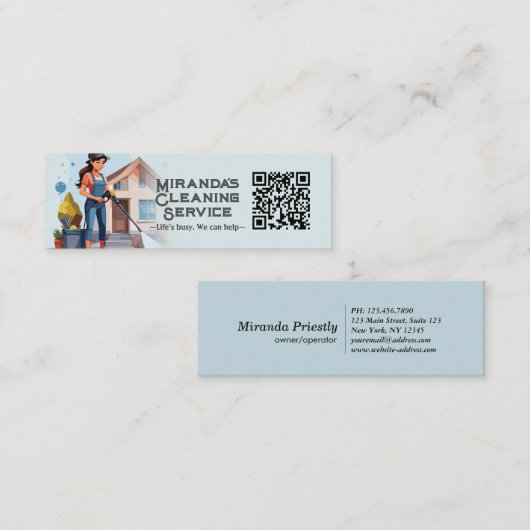 Modern House Cleaning Maid Service Housekeeping Mini Visitenkarte (Vorne/Hinten)