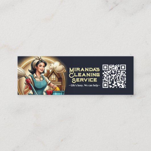 Modern House Cleaning Maid Service Housekeeping Mini Visitenkarte (Vorderseite)