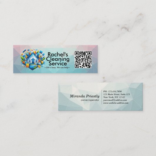Modern House Cleaning Maid Service Housekeeping Mini Visitenkarte (Vorne/Hinten)
