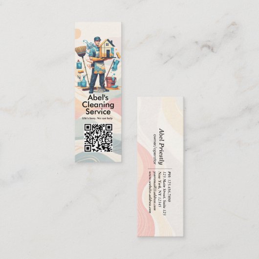 Modern House Cleaning Maid Service Housekeeping Mini Visitenkarte (Vorne/Hinten)