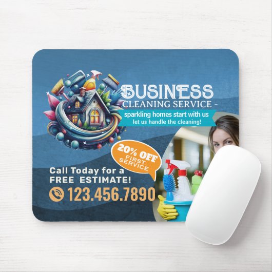 Modern House Cleaning Maid Service Housekeeping Mousepad (Mit Mouse)