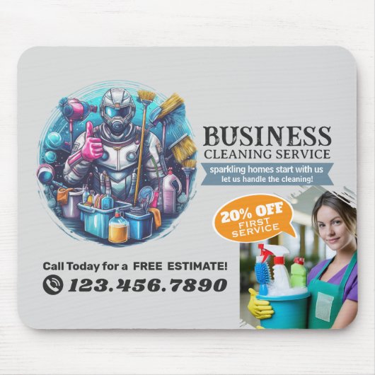 Modern House Cleaning Maid Service Housekeeping Mousepad (Vorne)