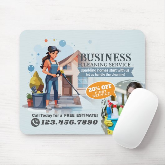 Modern House Cleaning Maid Service Housekeeping Mousepad (Mit Mouse)