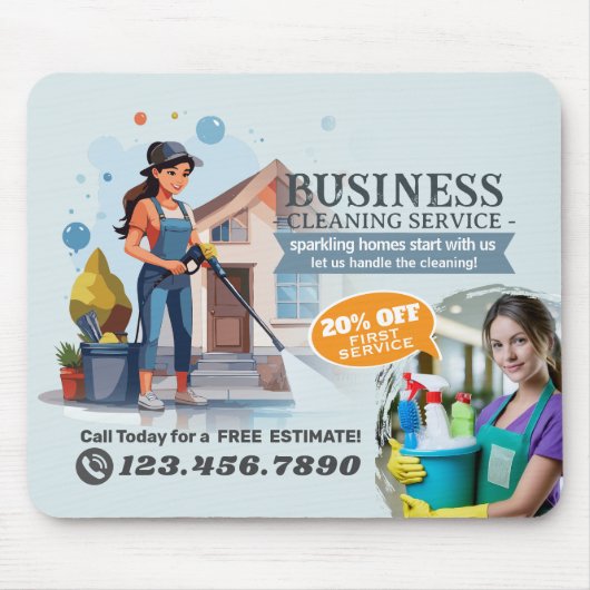 Modern House Cleaning Maid Service Housekeeping Mousepad (Vorne)
