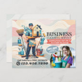 Modern House Cleaning Maid Service Housekeeping Postkarte (Vorne/Hinten)