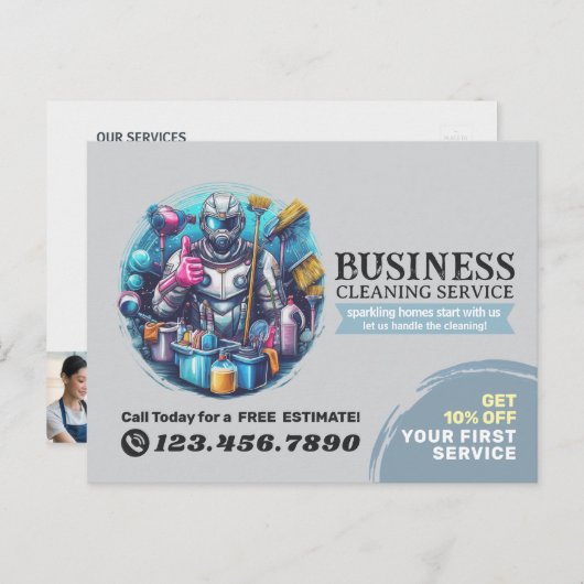 Modern House Cleaning Maid Service Housekeeping Postkarte (Vorne/Hinten)