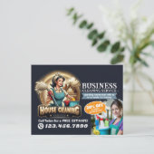 Modern House Cleaning Maid Service Housekeeping Postkarte (Stehend Vorderseite)