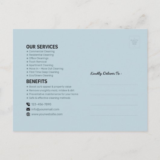 Modern House Cleaning Maid Service Housekeeping Postkarte (Rückseite)