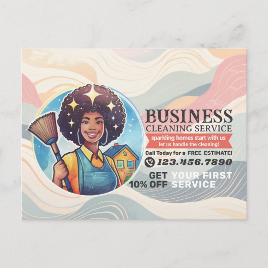 Modern House Cleaning Maid Service Housekeeping Postkarte (Vorderseite)