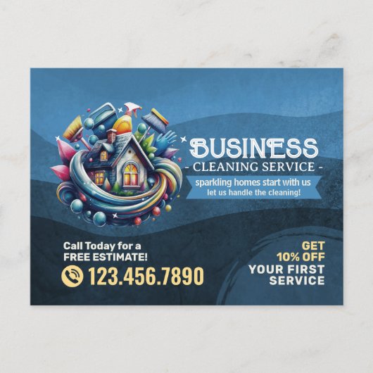 Modern House Cleaning Maid Service Housekeeping Postkarte (Vorderseite)