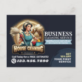 Modern House Cleaning Maid Service Housekeeping Postkarte (Vorderseite)