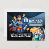 Modern House Cleaning Maid Service Housekeeping Postkarte (Vorne/Hinten)