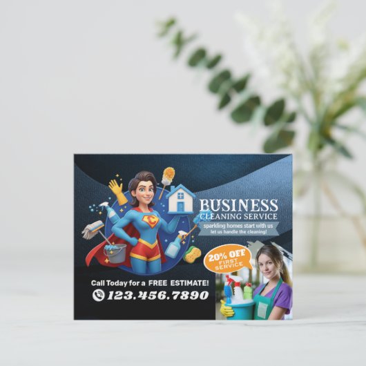 Modern House Cleaning Maid Service Housekeeping Postkarte (Stehend Vorderseite)