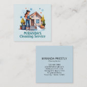 Modern House Cleaning Maid Service Housekeeping Quadratische Visitenkarte (Vorne/Hinten)