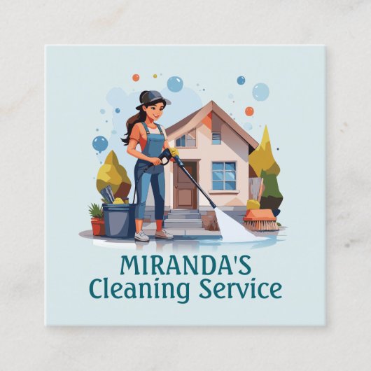 Modern House Cleaning Maid Service Housekeeping Quadratische Visitenkarte (Vorderseite)