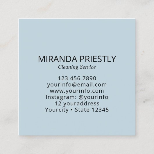 Modern House Cleaning Maid Service Housekeeping Quadratische Visitenkarte (Rückseite)