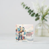 Modern House Cleaning Maid Service Housekeeping Quadratische Visitenkarte (Stehend Vorderseite)
