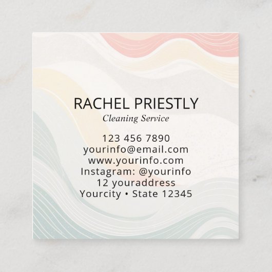 Modern House Cleaning Maid Service Housekeeping Quadratische Visitenkarte (Rückseite)