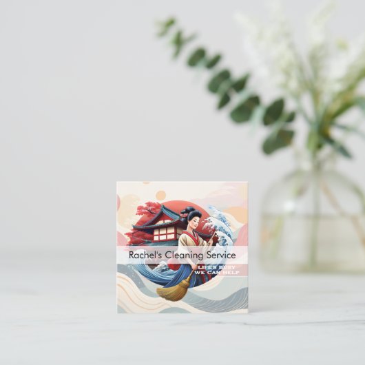Modern House Cleaning Maid Service Housekeeping Quadratische Visitenkarte (Stehend Vorderseite)