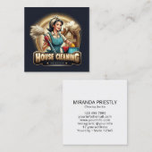 Modern House Cleaning Maid Service Housekeeping Quadratische Visitenkarte (Vorne/Hinten)