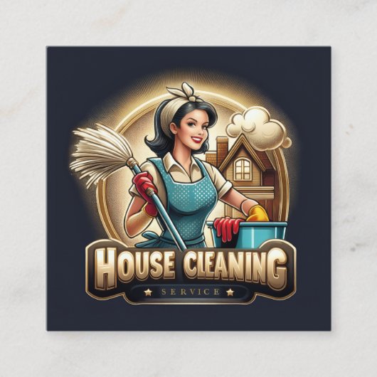 Modern House Cleaning Maid Service Housekeeping Quadratische Visitenkarte (Vorderseite)