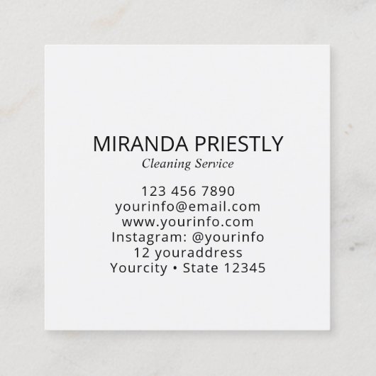 Modern House Cleaning Maid Service Housekeeping Quadratische Visitenkarte (Rückseite)