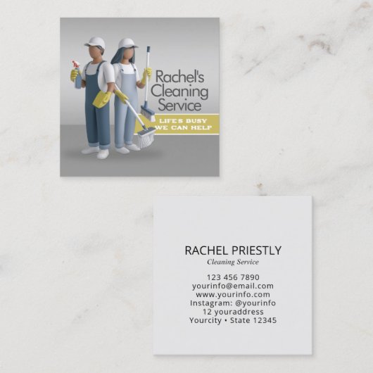 Modern House Cleaning Maid Service Housekeeping Quadratische Visitenkarte (Vorne/Hinten)