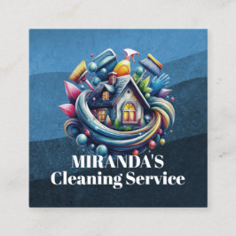 Modern House Cleaning Maid Service Housekeeping Quadratische Visitenkarte