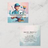 Modern House Cleaning Maid Service Housekeeping Quadratische Visitenkarte (Vorne/Hinten)