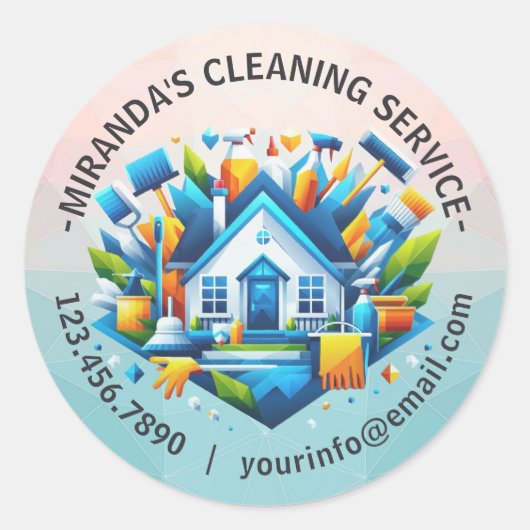 Modern House Cleaning Maid Service Housekeeping Runder Aufkleber (Vorderseite)