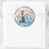 Modern House Cleaning Maid Service Housekeeping Runder Aufkleber (Tasche)