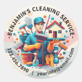 Modern House Cleaning Maid Service Housekeeping Runder Aufkleber (Vorderseite)