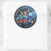 Modern House Cleaning Maid Service Housekeeping Runder Aufkleber (Tasche)