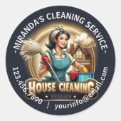 Modern House Cleaning Maid Service Housekeeping Runder Aufkleber (Vorderseite)