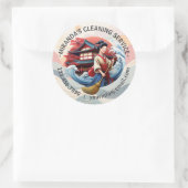 Modern House Cleaning Maid Service Housekeeping Runder Aufkleber (Tasche)