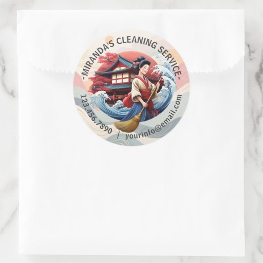Modern House Cleaning Maid Service Housekeeping Runder Aufkleber (Tasche)